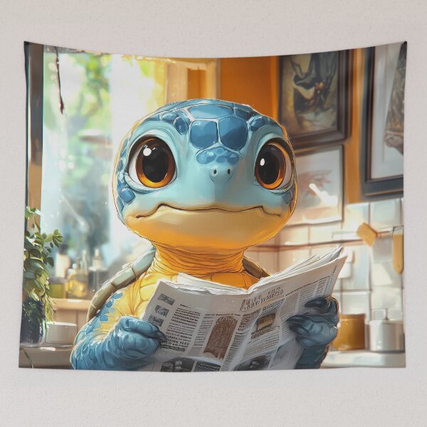 Item preview, Sea Turtle Bathroom Newspaper Reader Cute Cartoon Ocean Animal designed and sold by mildaclairmo.