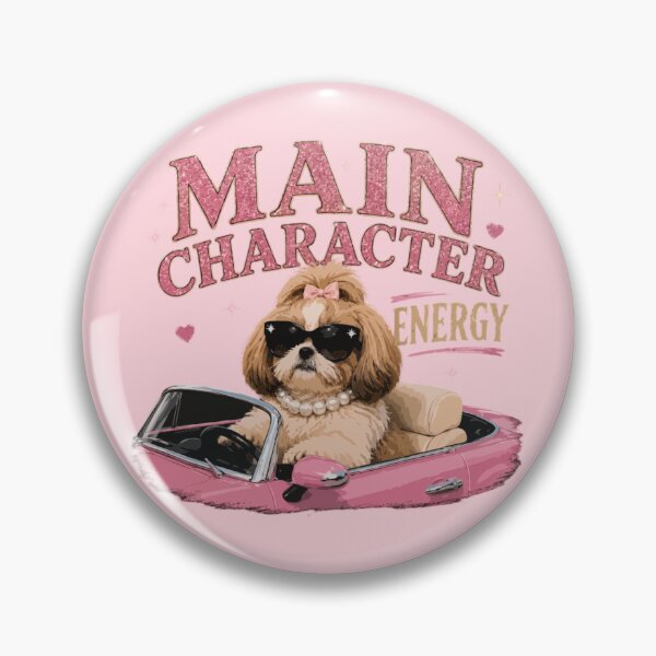 Item preview, Main Character Energy Shih Tzu Funny Dog Mom Retro Pink Convertible designed and sold by PawsAndPallette .