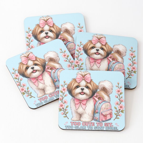 Item preview, Too Cute to Sit, Too Glam to Stay Home – Shih Tzu Schoolgirl Dog Design designed and sold by PawsAndPallette .