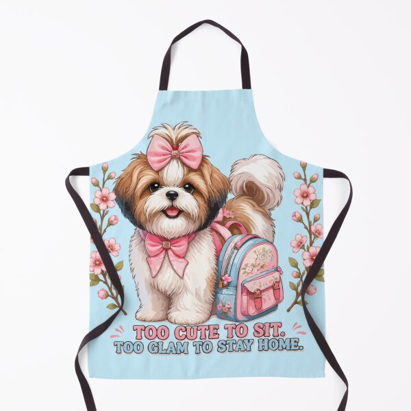 Item preview, Too Cute to Sit, Too Glam to Stay Home – Shih Tzu Schoolgirl Dog Design designed and sold by PawsAndPallette .