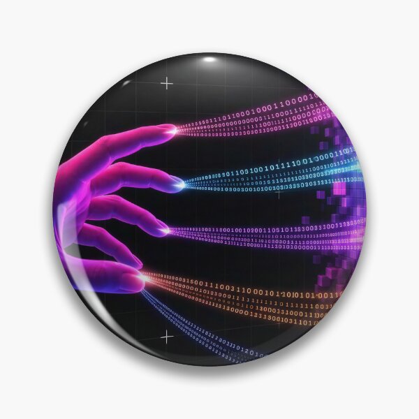 Item preview, Neon Cyber Hand Binary Code Fiber Optics Data Touch Synthwave designed and sold by RAMIX-Y2K.