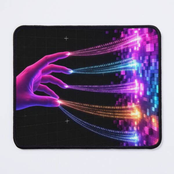Item preview, Neon Cyber Hand Binary Code Fiber Optics Data Touch Synthwave designed and sold by RAMIX-Y2K.