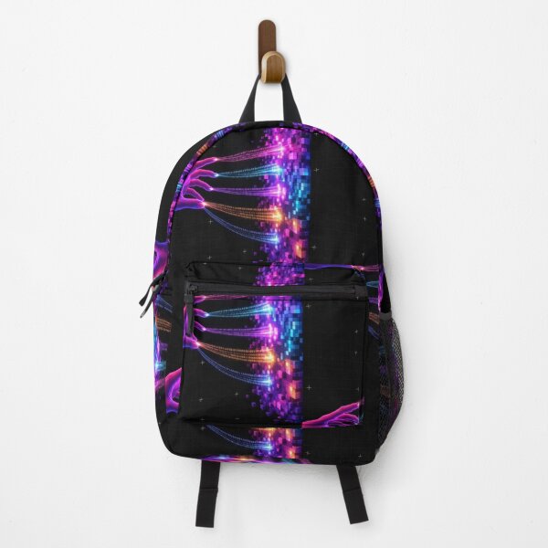 Item preview, Neon Cyber Hand Binary Code Fiber Optics Data Touch Synthwave designed and sold by RAMIX-Y2K.