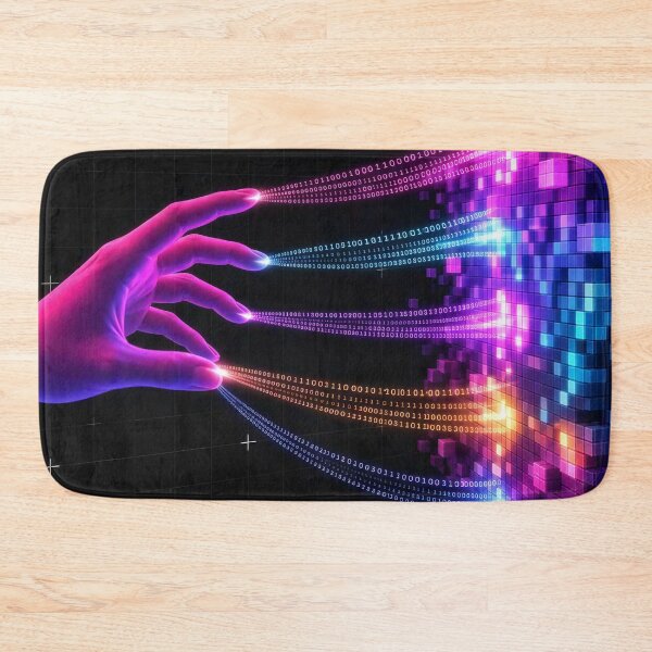 Item preview, Neon Cyber Hand Binary Code Fiber Optics Data Touch Synthwave designed and sold by RAMIX-Y2K.