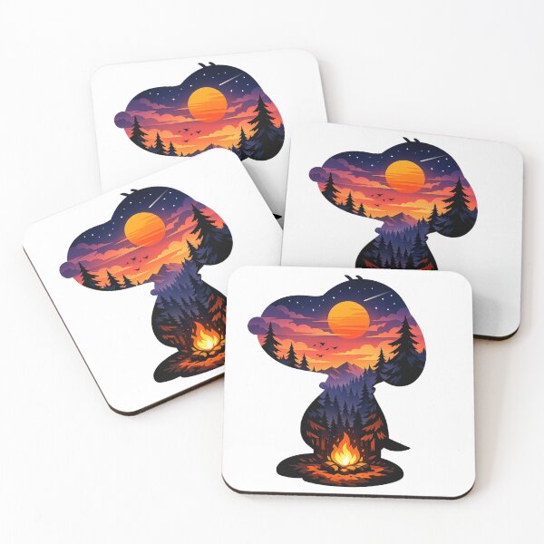 Item preview, Snoopy Sunset Wilderness Campfire Outdoor Beagle Camping designed and sold by teemix.