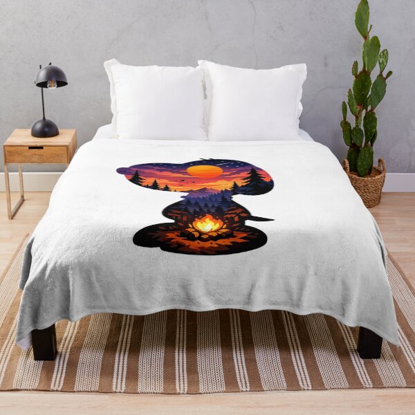 Item preview, Snoopy Sunset Wilderness Campfire Outdoor Beagle Camping designed and sold by teemix.