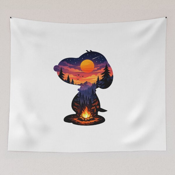 Item preview, Snoopy Sunset Wilderness Campfire Outdoor Beagle Camping designed and sold by teemix.