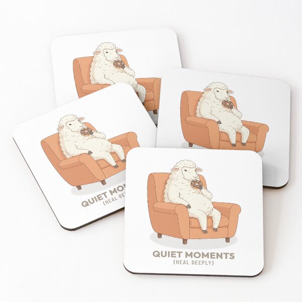 Item preview, Peaceful Sheep Eating Donut Retro Illustration designed and sold by COZY VINTAGE animal.
