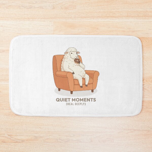 Item preview, Peaceful Sheep Eating Donut Retro Illustration designed and sold by COZY VINTAGE animal.