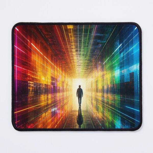 Item preview, Rainbow Neon Cyberpunk Tunnel Silhouette Light Sci Fi Portal designed and sold by RAMIX-Y2K.