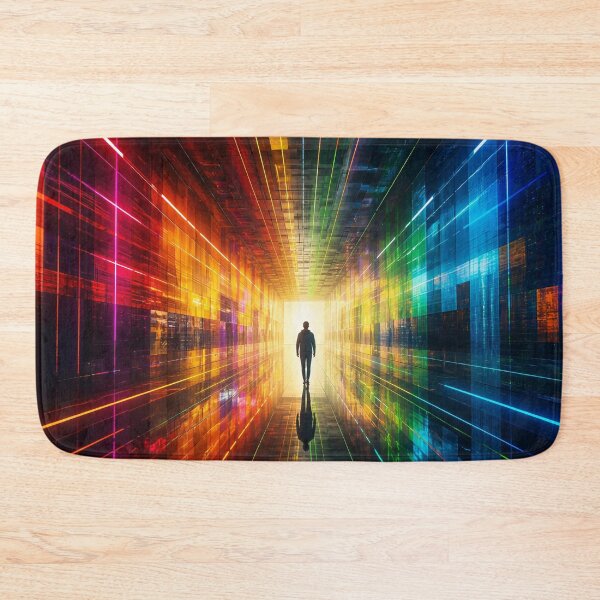 Item preview, Rainbow Neon Cyberpunk Tunnel Silhouette Light Sci Fi Portal designed and sold by RAMIX-Y2K.