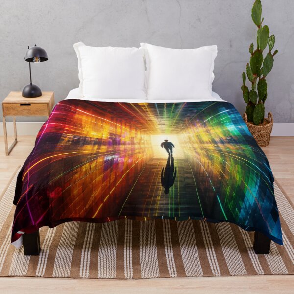 Item preview, Rainbow Neon Cyberpunk Tunnel Silhouette Light Sci Fi Portal designed and sold by RAMIX-Y2K.