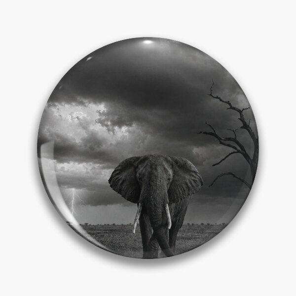 Item preview, Stormy Savanna Elephant Black And White designed and sold by Diego Re.