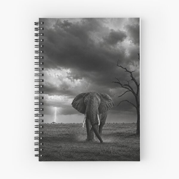 Item preview, Stormy Savanna Elephant Black And White designed and sold by Diego Re.