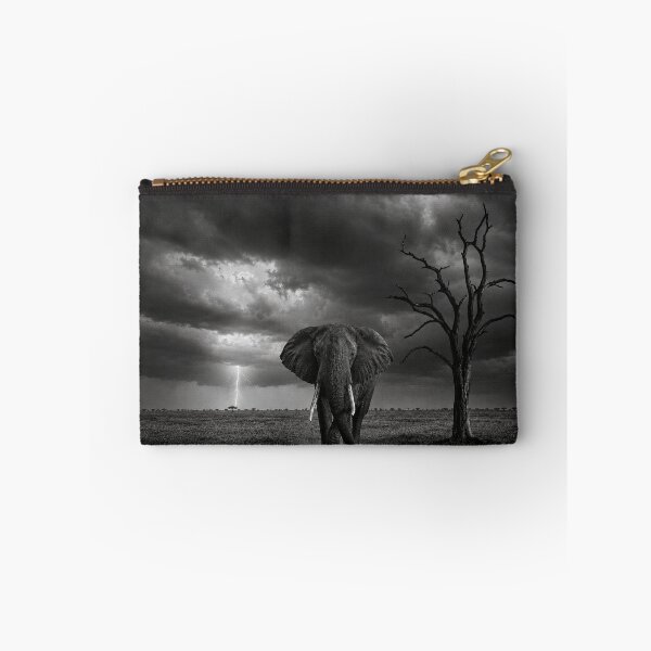 Item preview, Stormy Savanna Elephant Black And White designed and sold by Diego Re.