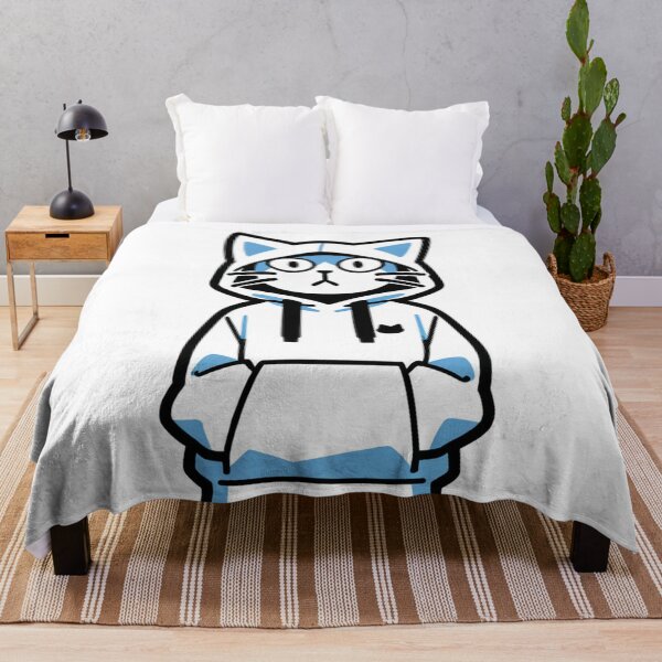 Item preview, Cat - White Oversized Hoodie Blue Accents designed and sold by World-Pets.