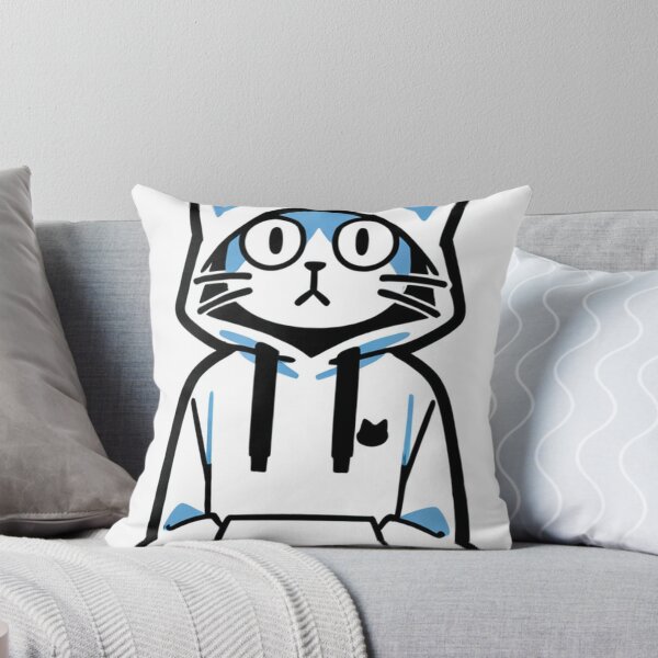 Item preview, Cat - White Oversized Hoodie Blue Accents designed and sold by World-Pets.