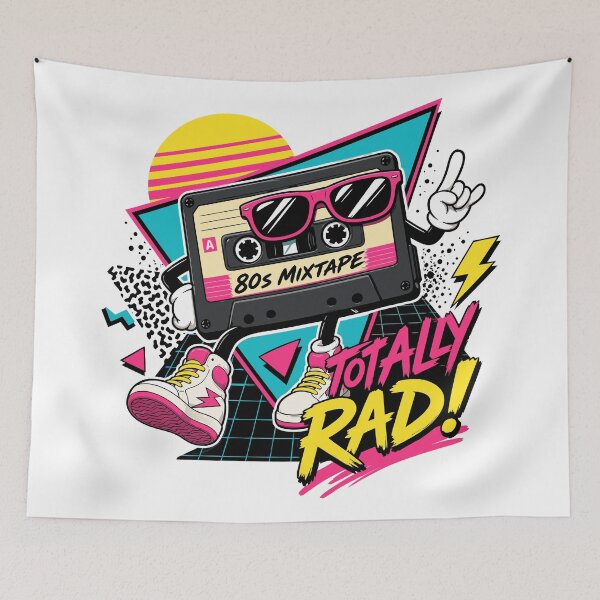 Item preview, Totally Rad 80s Mixtape Retro Cassette designed and sold by RosieKingArt.