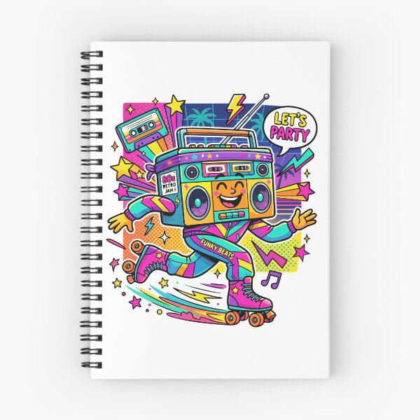 Item preview, Let’s Party 80s Retro Boombox Skater designed and sold by RosieKingArt.