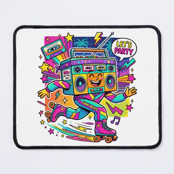 Item preview, Let’s Party 80s Retro Boombox Skater designed and sold by RosieKingArt.