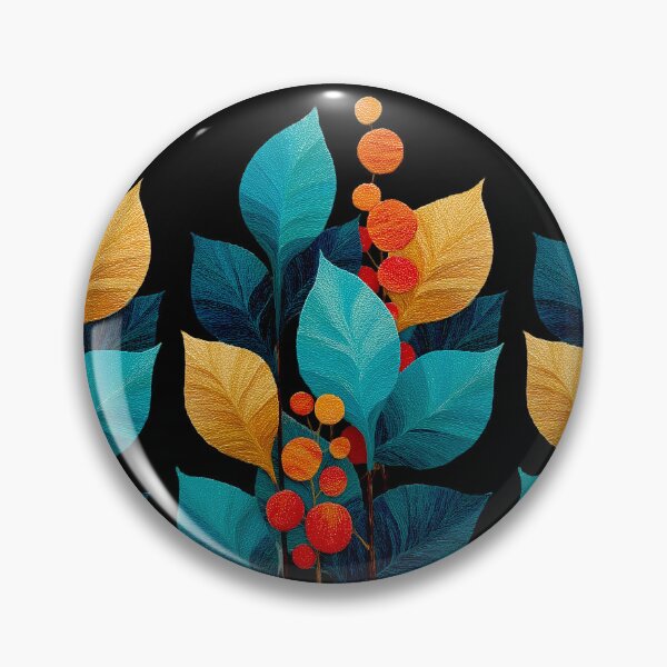 Item preview, Vibrant Teal and Gold Leaves with Red Berries designed and sold by colorful-white.