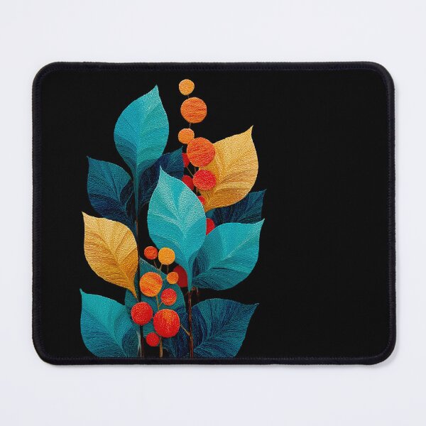 Item preview, Vibrant Teal and Gold Leaves with Red Berries designed and sold by colorful-white.