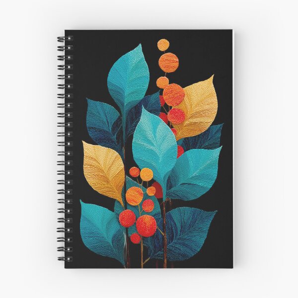 Item preview, Vibrant Teal and Gold Leaves with Red Berries designed and sold by colorful-white.