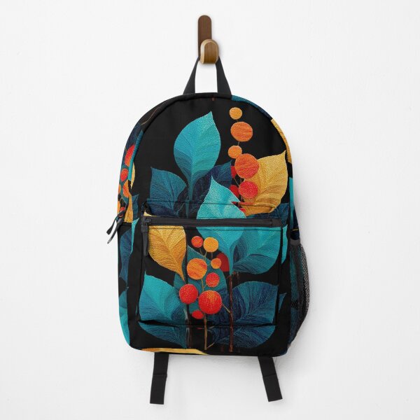 Item preview, Vibrant Teal and Gold Leaves with Red Berries designed and sold by colorful-white.
