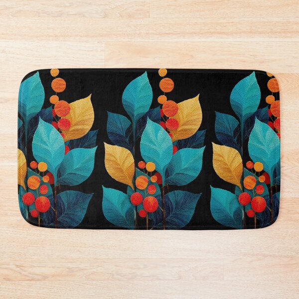 Item preview, Vibrant Teal and Gold Leaves with Red Berries designed and sold by colorful-white.