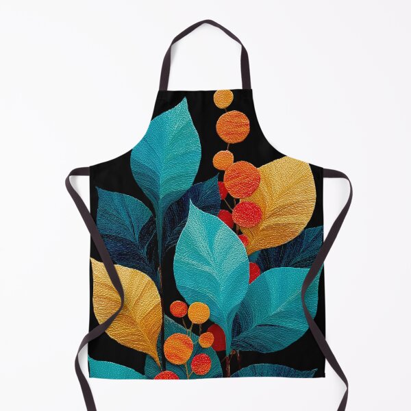 Item preview, Vibrant Teal and Gold Leaves with Red Berries designed and sold by colorful-white.