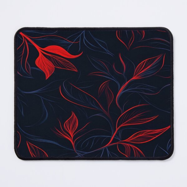 Item preview, Elegant Floral Pattern with Rich Red Leaves and Delicate Blue Accents on a Deep Dark Background designed and sold by Matt_Smith.