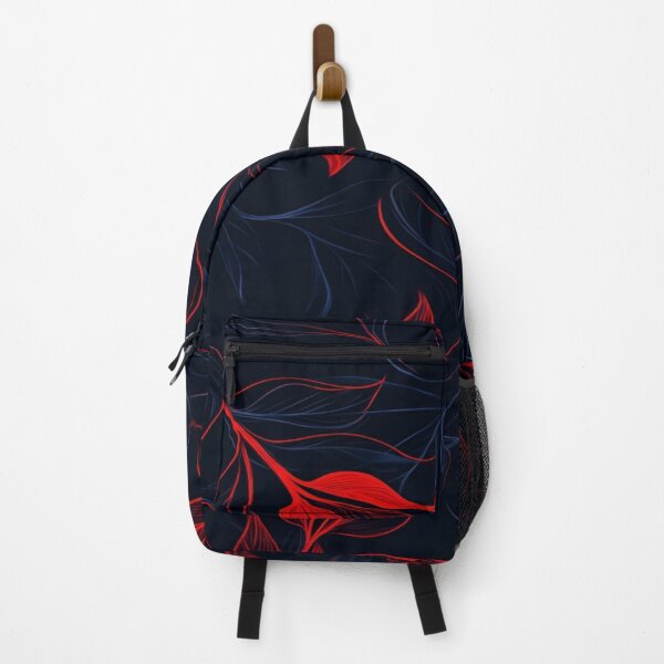 Item preview, Elegant Floral Pattern with Rich Red Leaves and Delicate Blue Accents on a Deep Dark Background designed and sold by Matt_Smith.