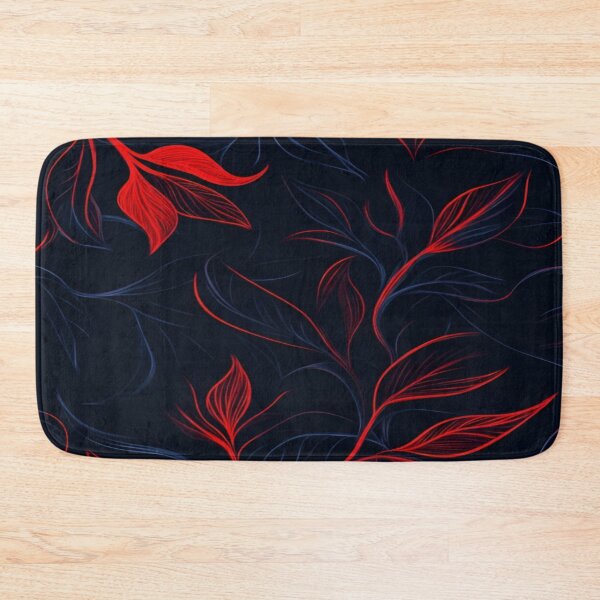 Item preview, Elegant Floral Pattern with Rich Red Leaves and Delicate Blue Accents on a Deep Dark Background designed and sold by Matt_Smith.