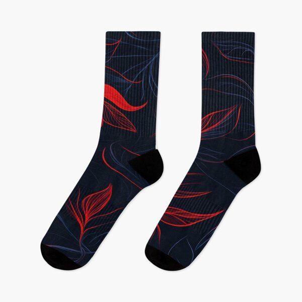 Item preview, Elegant Floral Pattern with Rich Red Leaves and Delicate Blue Accents on a Deep Dark Background designed and sold by Matt_Smith.