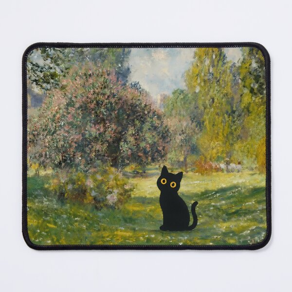 Item preview, cute cat in Monet garden park designed and sold by PurrfectHome.