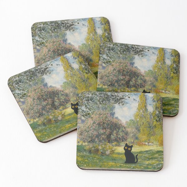 Item preview, cute cat in Monet garden park designed and sold by PurrfectHome.