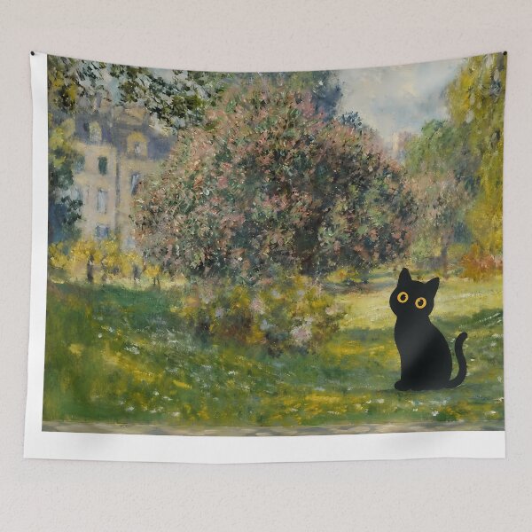 Item preview, cute cat in Monet garden park designed and sold by PurrfectHome.