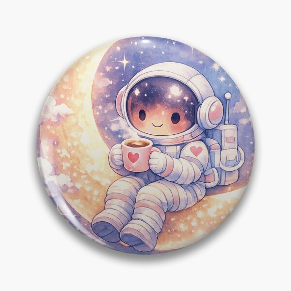 Item preview, Cute Astronaut Sitting on Crescent Moon Drinking Coffee Pastel Design designed and sold by RoyArt0.