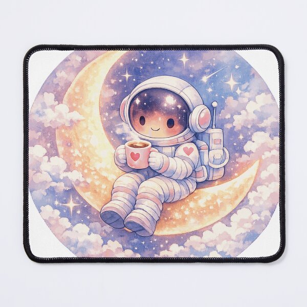 Item preview, Cute Astronaut Sitting on Crescent Moon Drinking Coffee Pastel Design designed and sold by RoyArt0.