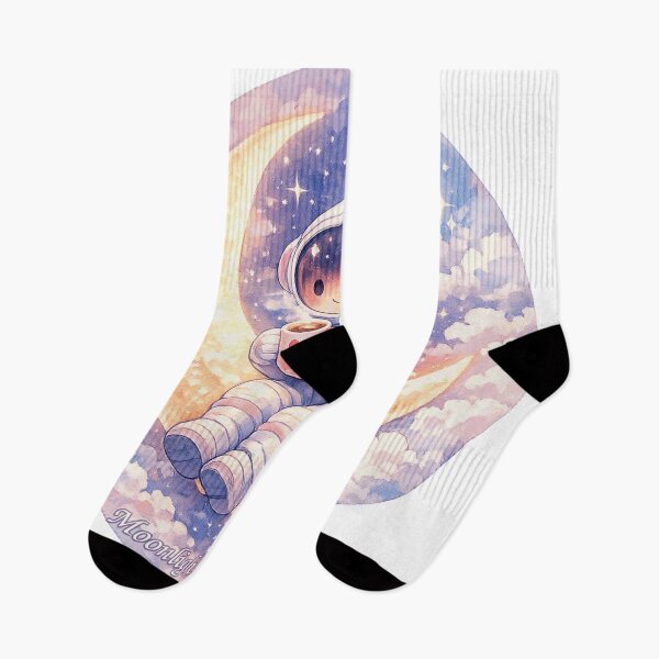 Item preview, Cute Astronaut Sitting on Crescent Moon Drinking Coffee Pastel Design designed and sold by RoyArt0.
