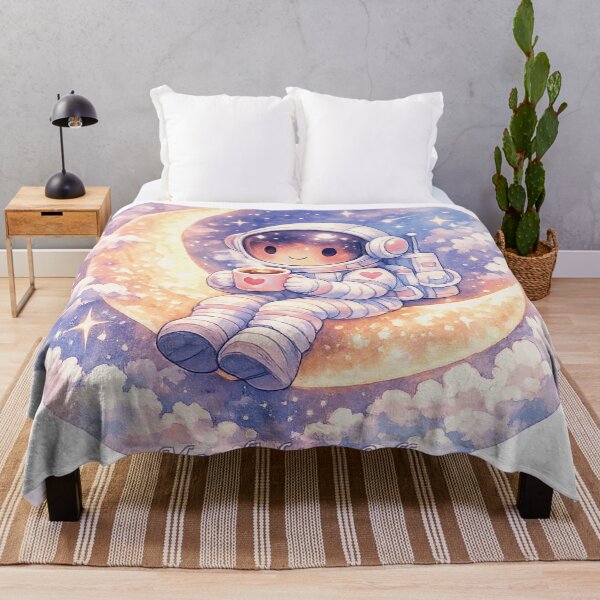 Item preview, Cute Astronaut Sitting on Crescent Moon Drinking Coffee Pastel Design designed and sold by RoyArt0.