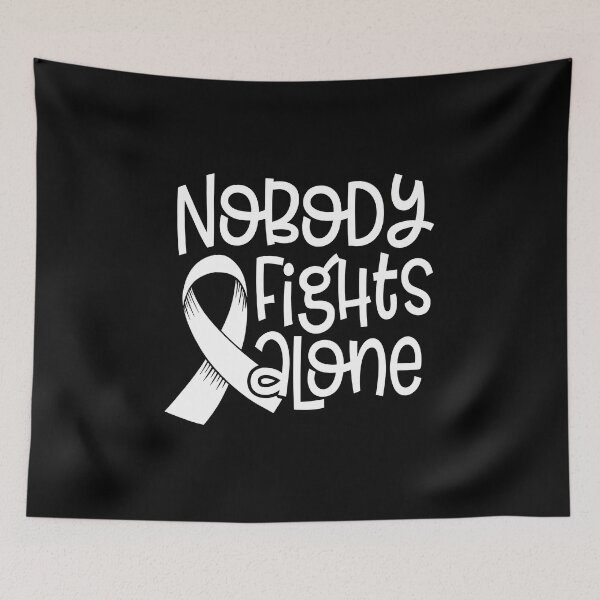 Item preview, Nobody Fights Alone Shirt, Cancer Awareness Support Graphic Tee, White Ribbon Inspirational Shirt, Survivor Family Gift, Comfort Colors designed and sold by Blebaylem.