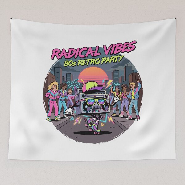 Item preview, Radical Vibes 80s Retro Party Boombox Skater designed and sold by RosieKingArt.