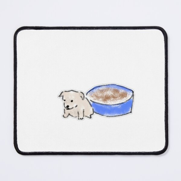 Item preview, Tiny Puppy with Huge Blue Food Bowl Illustration designed and sold by raun.draw.