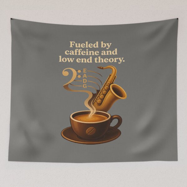 Item preview, Coffee Saxophone & Bass Clef - Coffee & Music  designed and sold by Art-Arcade6.