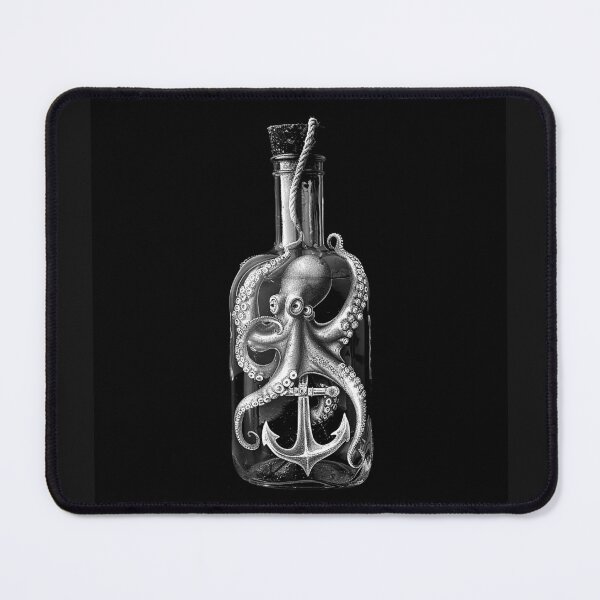 Item preview, Octopus in a bottle with Anchor Monochrome Nautical Art designed and sold by inkoutninja.