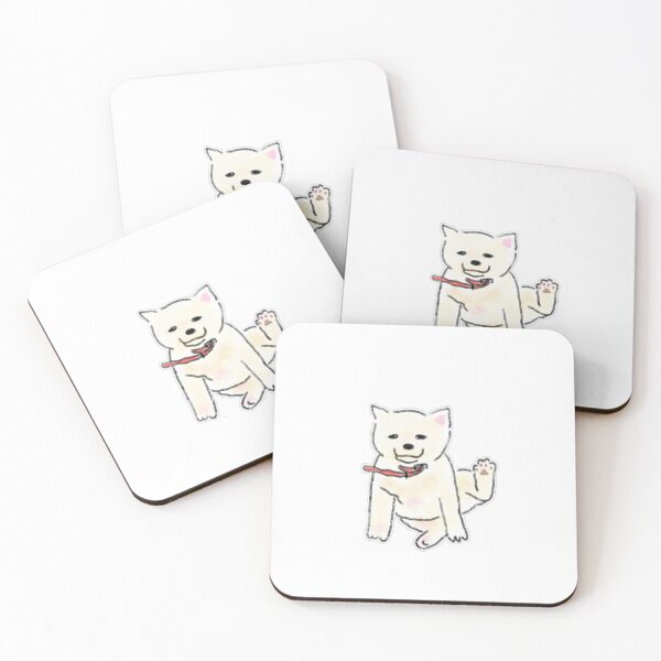 Item preview, Cute White Dog Waving Paw Hand Drawn Illustration designed and sold by raun.draw.