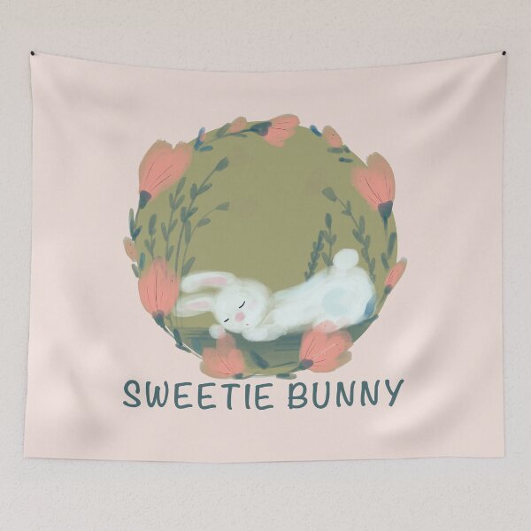Item preview, Cute Sleeping Bunny Floral Cottagecore Spring Rabbit Nap designed and sold by ArtbyLanaN.