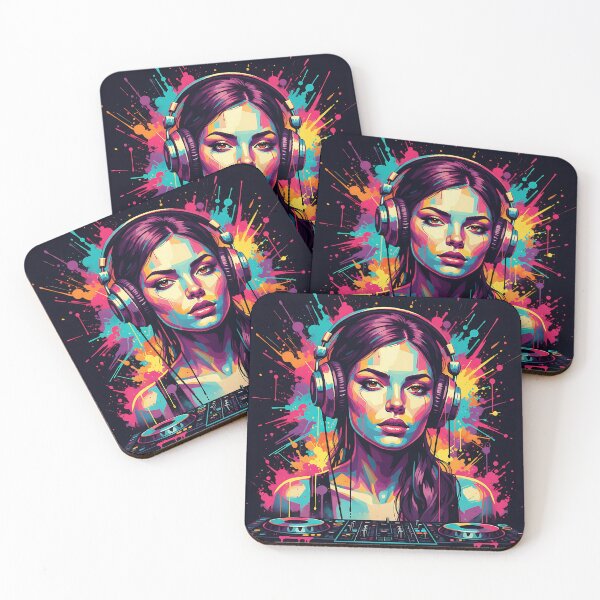 Item preview, Neon DJ Queen – Cyber Pop Music Art | Vibrant Abstract Portrait designed and sold by Atelier Nova.