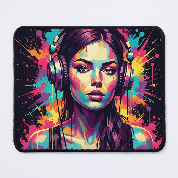 Item preview, Neon DJ Queen – Cyber Pop Music Art | Vibrant Abstract Portrait designed and sold by Atelier Nova.